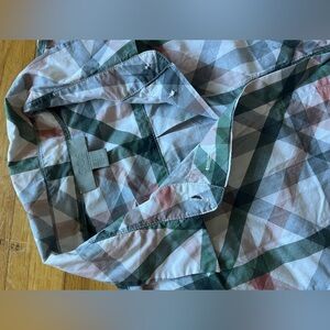 COS basket weave plaid shirt dress nurse sheath cotton 4 green pink gray white